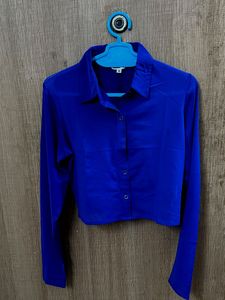 Royal Blue Cropped Collared Shirt