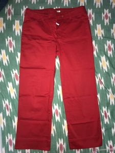 Dalia red cropped straight leg pants