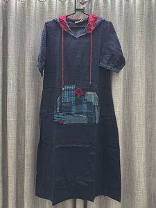 BOMBAY PAISLEY S Patchwork Hooded Midi Dress