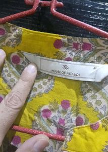 house of patodi Yellow Floral Print Kurta Set