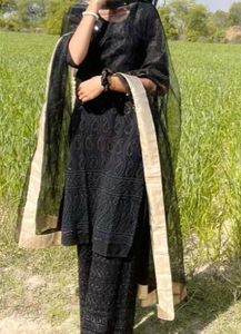 Elegant Black Chikankari Kurta Set
