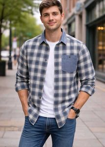 Plaid Shirt with Contrasting Details