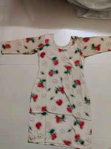 Cream Rose Print Kurta
