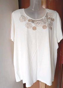 Embellished Creamy White Top