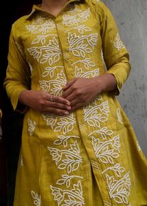 Embroidered Yellow Kurta set (coord se