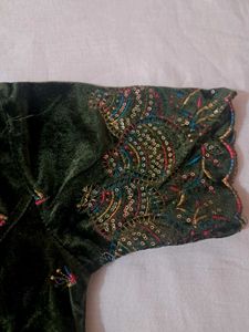 Elegant Velvet Blouse with Embroidery