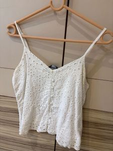 White Eyelet Embroidered Crop Top – Max, Size L (1