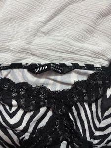 Zebra Print Lace Trim Camisole Top