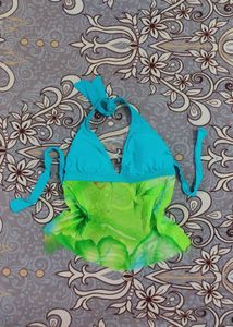 Y2K BLUE AND GREEN BEACH TOP