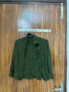 Olive Green Collared Button-Down Shirt