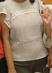 Grey ruffle top