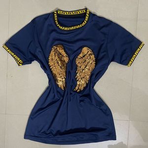 Sparkly Angel Wing Navy Top