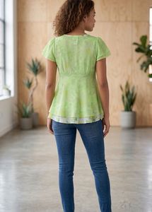 Chic Green Floral Print Tunic Top