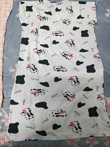 Silk Fabric Cute Cat Print Nightdress All Sizes