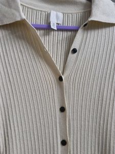 H&amp;M Ribbed Knit Button-Down Dress