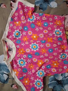 Cute Pink Floral Crop Top &amp; Jeans Set