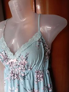 Light Sky Blue Floral Cotton Dress