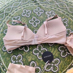3 Piece Nude bra &amp; sand sleepwear Set