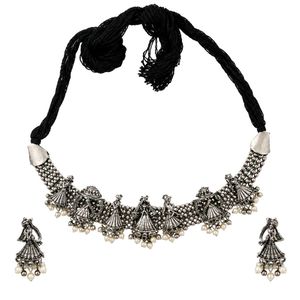 Oxidized Silver Afghani Necklace Set