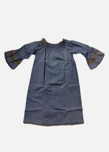 Embroidered Denim Off-Shoulder Dress