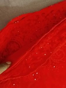 Vibrant Red Embroidered Saree