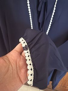 Navy Blue Top with White Trim