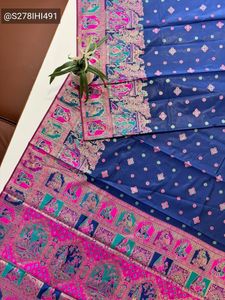 Elegant Blue & Pink Silk Saree