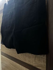 Black Denim Ripped Shorts