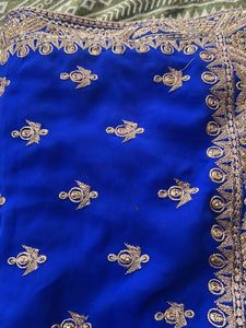 Royal Blue Embroidered Saree