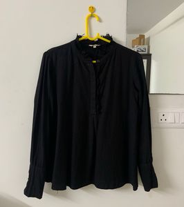 AND Black Ruffled Neck Top