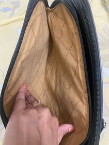 Embossed Floral Black Handbag
