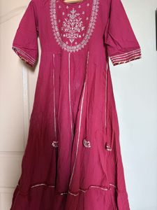 Elegant light maroon Embroidered Kurta
