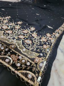 aari tarri  pure copper work Black Saree