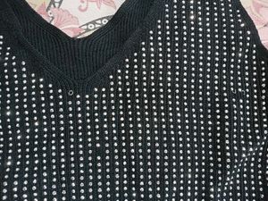 V Neck rhinestone edgy sleeveless Top