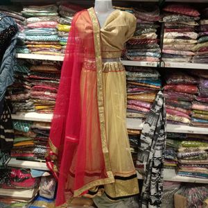 Stunning golden &amp; Red Lehenga Choli unsteached