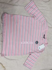 Pink Striped Long Sleeve Top