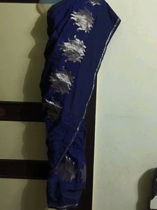 Regal Purple Silk Fabric with Copper Zari Motifs