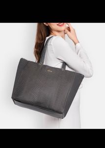 Chic Grey Embossed Tote Bag