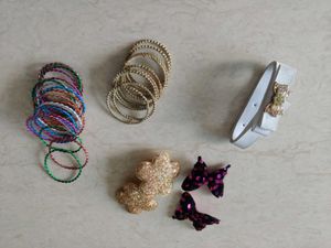 Assorted Bangles and Hair Clips Set