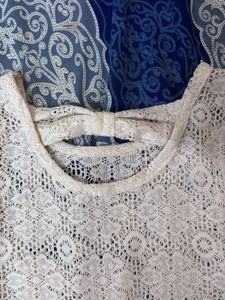 Trendy White Lace Tie-Back Top