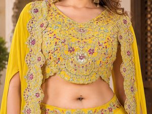 Yellow Embroidered Lehenga Choli Set