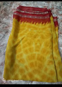 Vibrant Yellow &amp; Red Saree