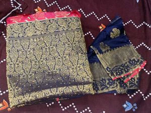 Elegant Red and blue saree