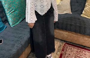 Dark Wash Denim Maxi Skirt