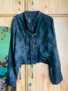 Elegant Black Brocade top