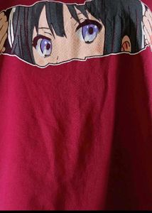 Cute Anime Graphic Tee &amp; black pant free size