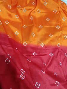 Beautiful Orange &amp; Red and golden Saree