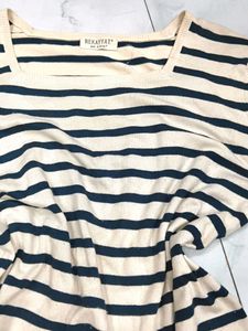 Striped Square Neck Knit Top