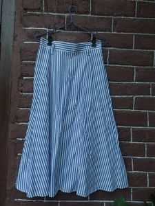 ZARA Blue & White Striped Midi Skirt