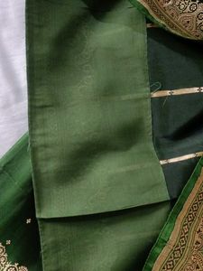 Elegant Emerald Green Silk Saree